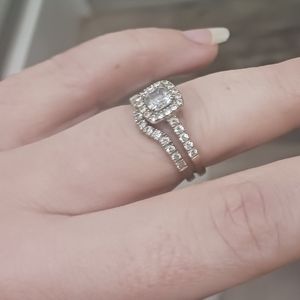 14k white gold wedding set
